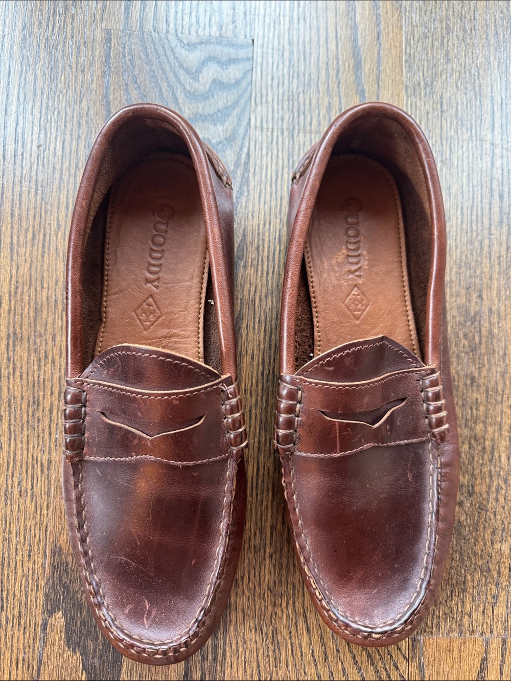 Men’s Quoddy Brown Leather Penny Slip-On Loafers f